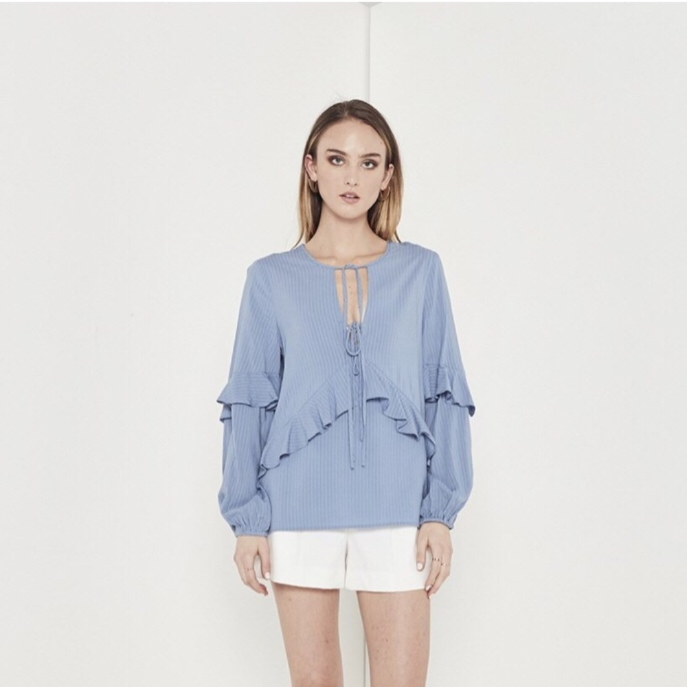 Shilla Blue Ruffle Blouse